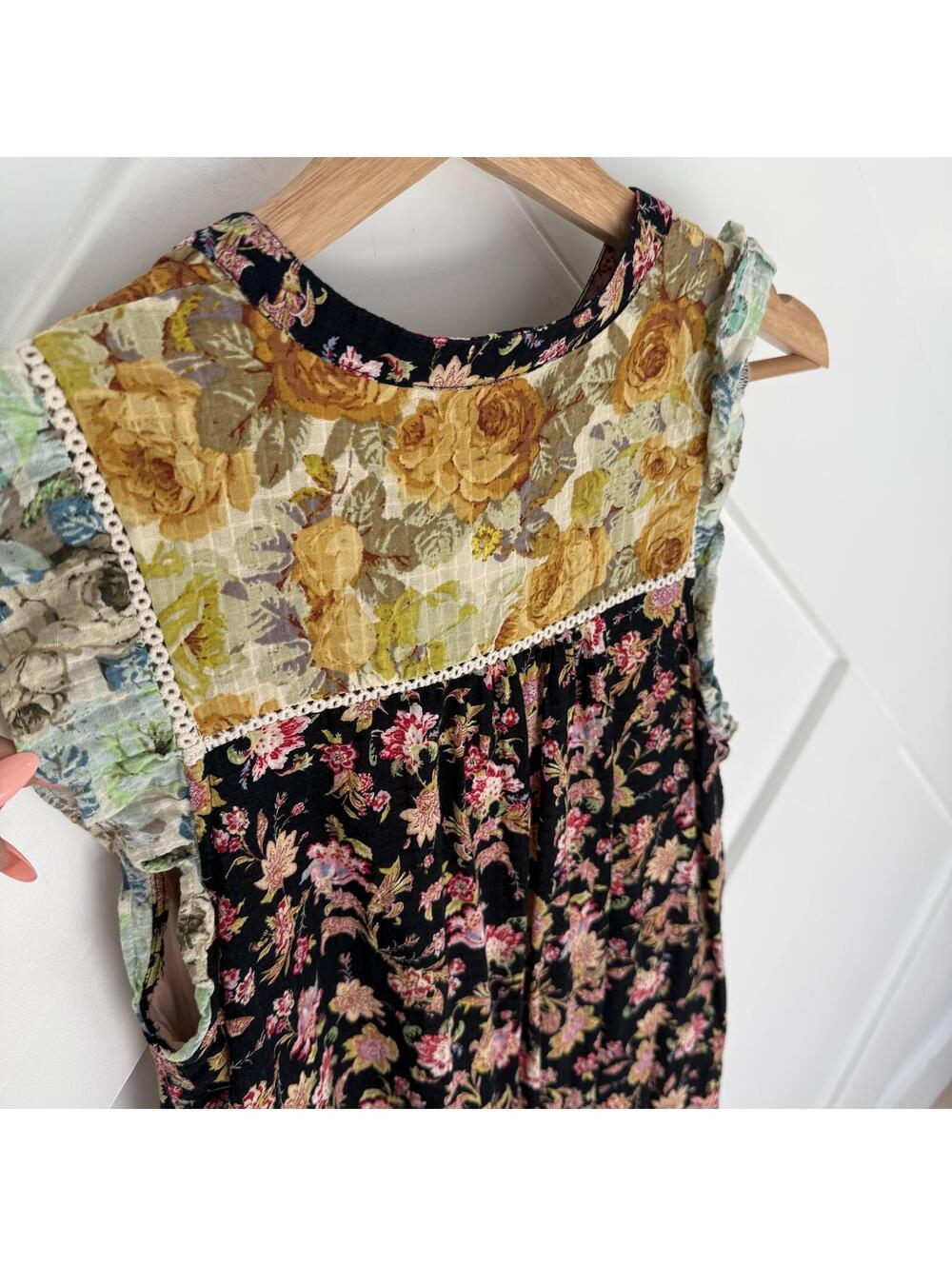 Anthropologie Floral Patchwork Maxi Dress Boho Cottage Core XS - Picture 5 of 8